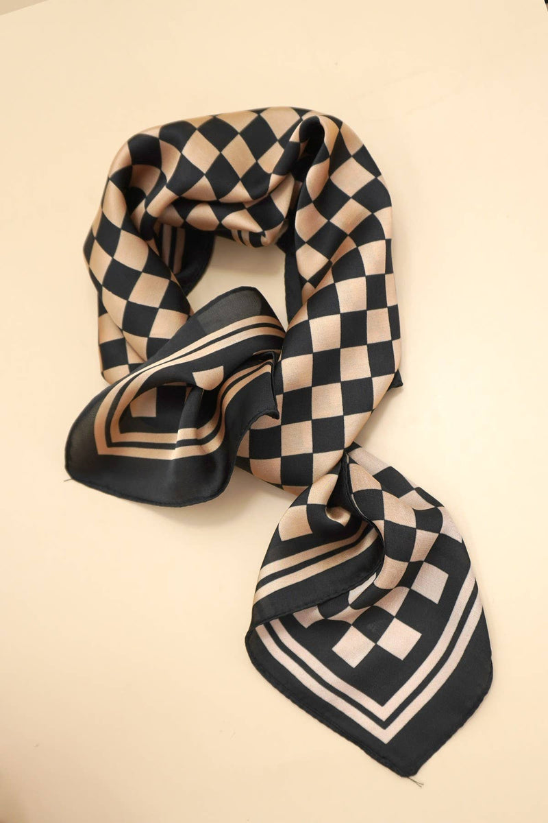 LARGE CHECKER PRINT BANDANA SCARF
