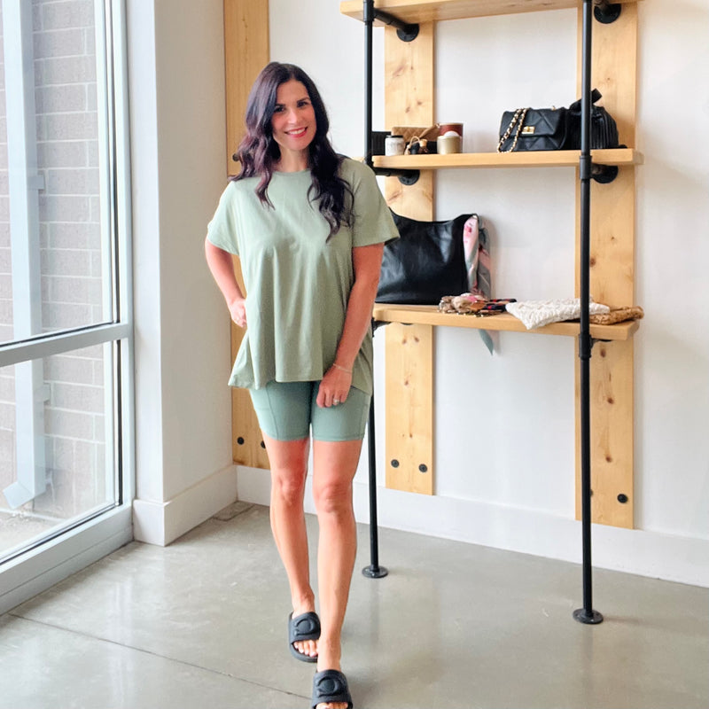 Shoreline Pima Cotton Slouchy Tee: MOSS