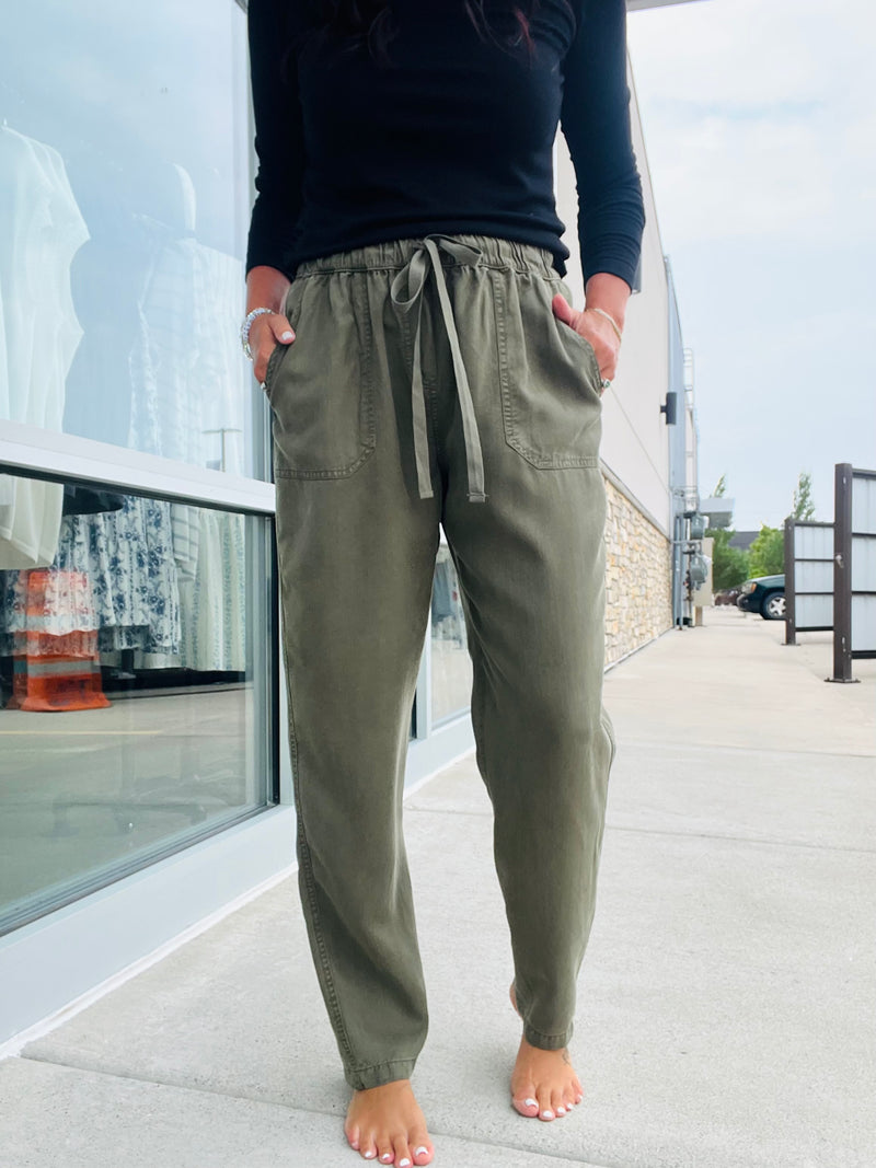 Tencel Tapered Pants -Dark Olive
