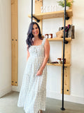 Blue Floral Striped Maxi Dress