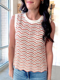 Scalloped Jacquard Sleeveless Sweater in Apricot