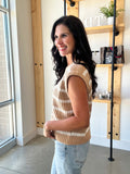 Striped Knit Sweater Tank in Taupe