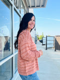 Textured Stripe Breezy Sweater - Terracota