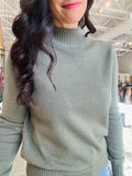 Mock Neck Classic Cut Sweater - Olive