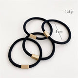 4PCS STRETCHY ELASTIC HAIR TIES - Black