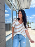 Relaxed Fit Striped Tee - Toffee