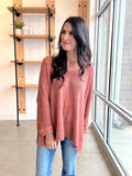 Knit Sweater With Cuff Detail in Ginger