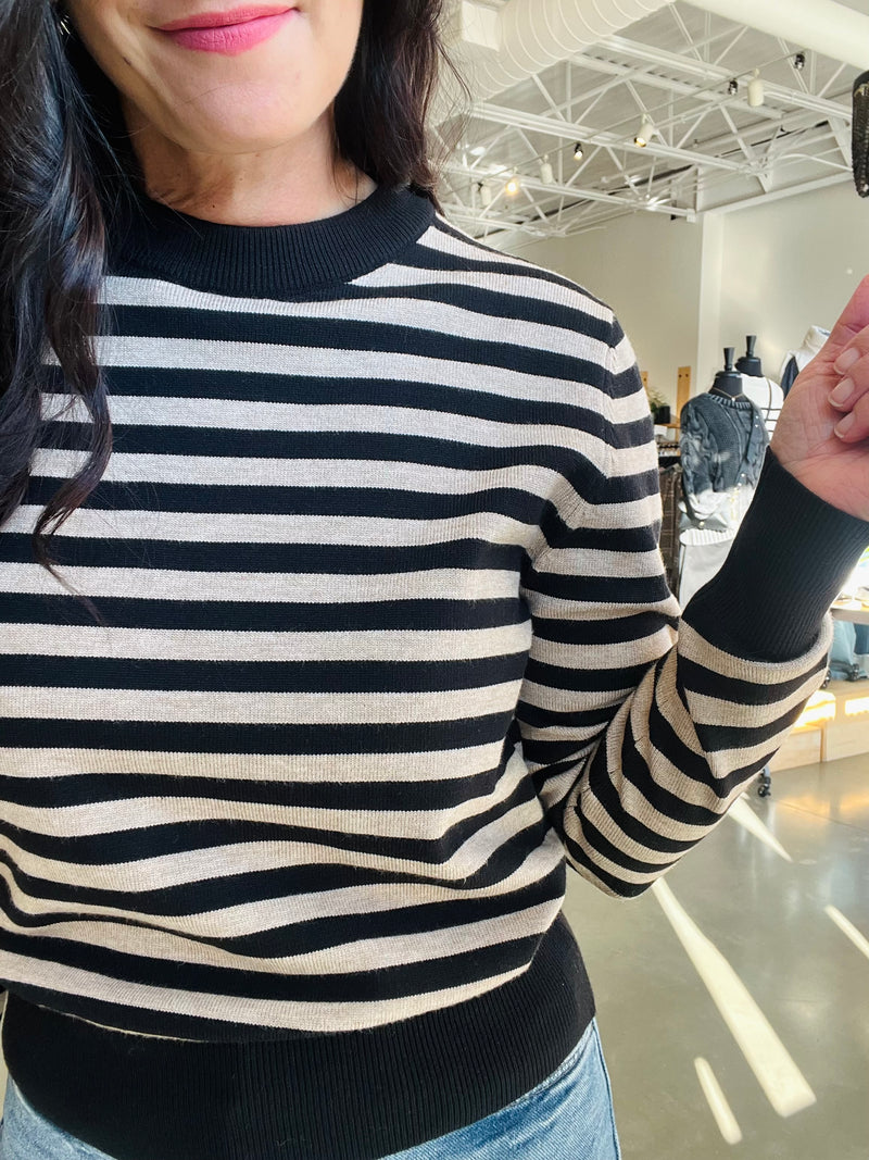 Classic Crew Sweater - Black/Taupe