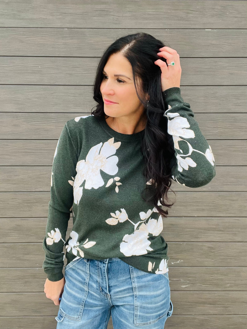Fall Floral Printed Sweater