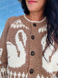 Swan Jacquard Cardigan