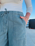 Stripe Tie Waist Denim