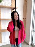 Textured Cardigan in Hot Lover Pink