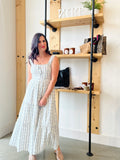 Blue Floral Striped Maxi Dress