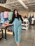 Wave Ribbed Sleeveless Jumpsuit - Emerald