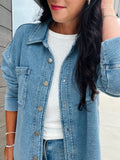 Cotton Fleece Oversized Denim-ish Shacket