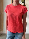 Fitted Raglan Roll-Up Tee in Coral