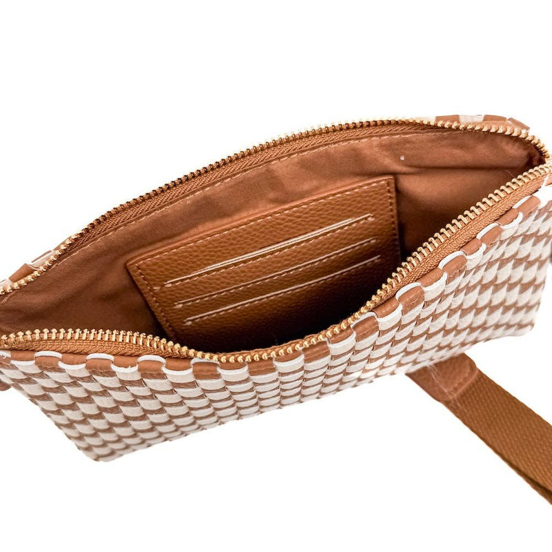 Emma Woven Clutch Wristlet: Brown