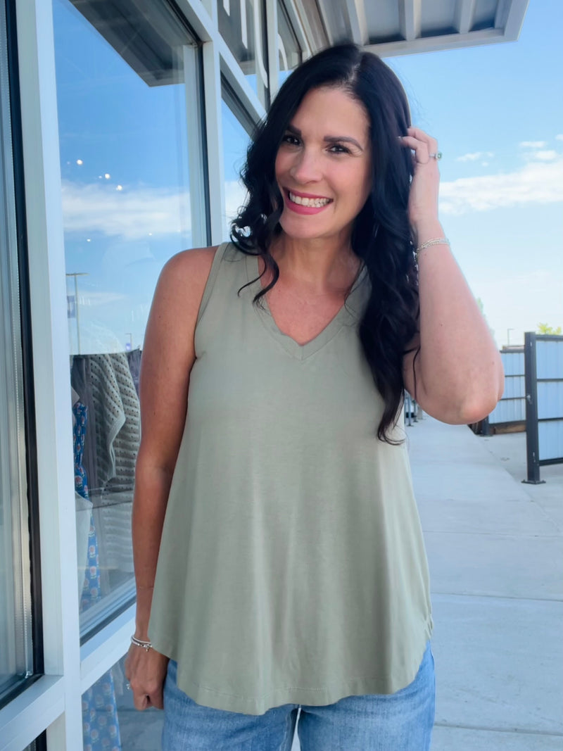V Neck Tank - Summer Sage