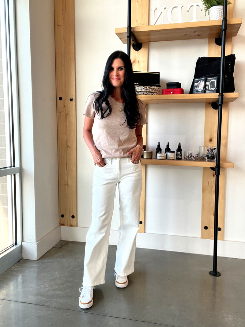 Vervet Mid Rise Cropped Wide Leg Denim