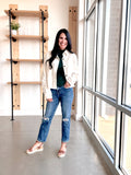 Denim 2 Pocket Crop Jacket in Stone