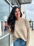 Textured Stripe Breezy Sweater - Taupe