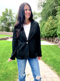 Placket Sleeve Knit Blazer