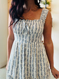 Blue Floral Striped Maxi Dress