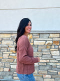 Lightweight Ribbed Detail Sweater - Clay