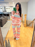 Christmas Print Pullover and Pants Lounge Set