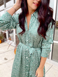 Abstract Print Maxi Shirt Dress
