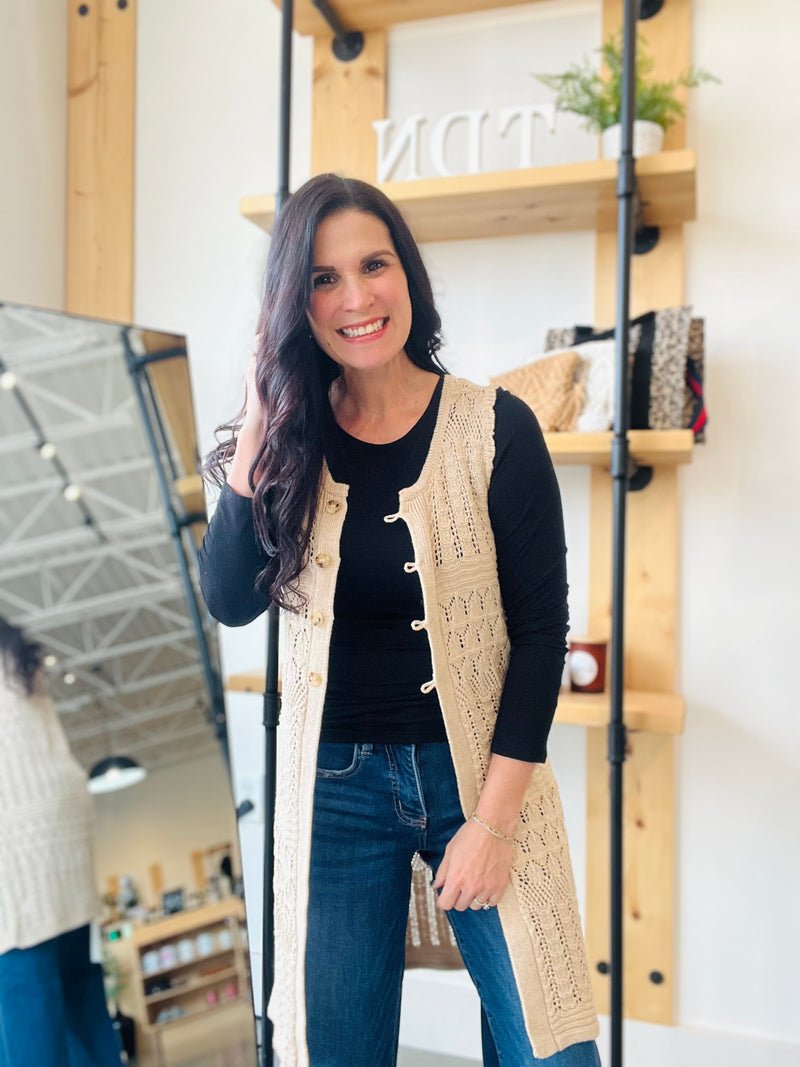 Crochet Knit Duster - Natural