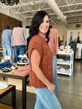 Cable Knit Sweater Vest - Brown