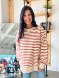 Striped Knit Top in Brick + Beige