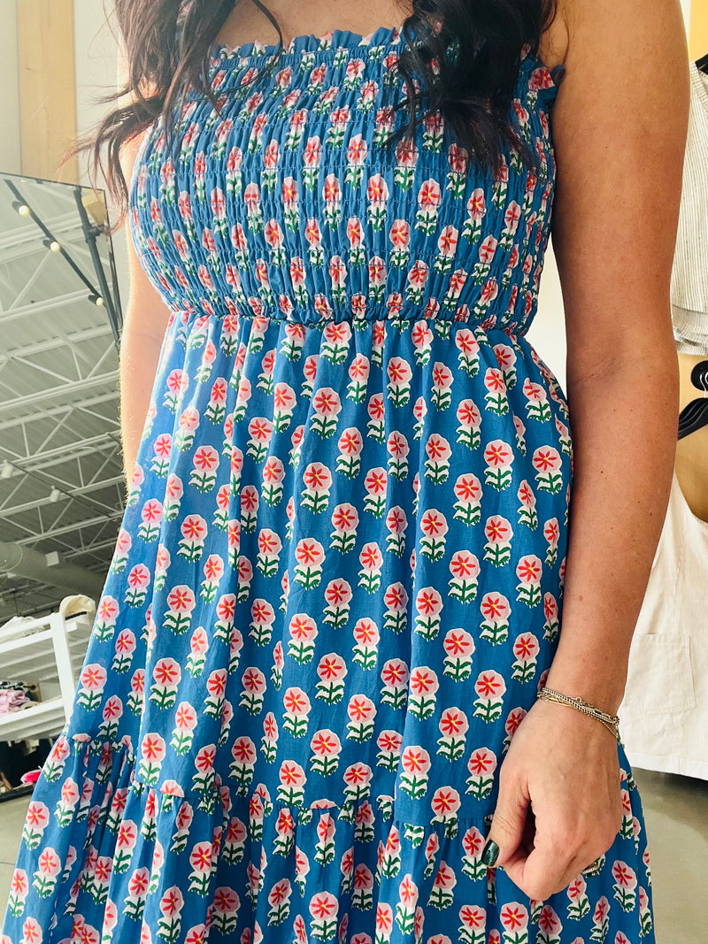 Floral Ruffle Strap Maxi Dress