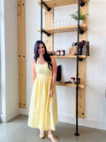 Mix Media Tank Midi Dress in Light Yellow