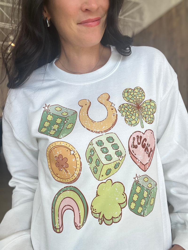 Retro St. Patrick's Day Graphic Crewneck - Off White