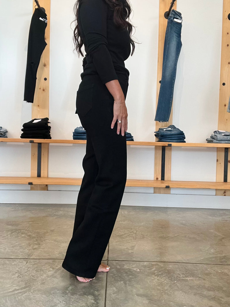Mica High Rise Straight Leg Black Jeans