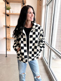 Fleece Checker Board Jacket