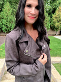 Suede Bomber Jacket in Ash Black