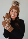 Brown & Speckled Patterned Pom Hat