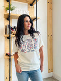 USA Floral Pattern T-shirt