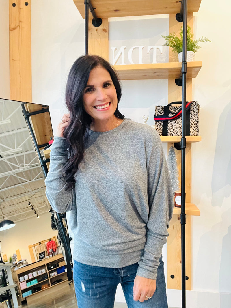 Dolman Long Sleeve - 2 Tone Grey