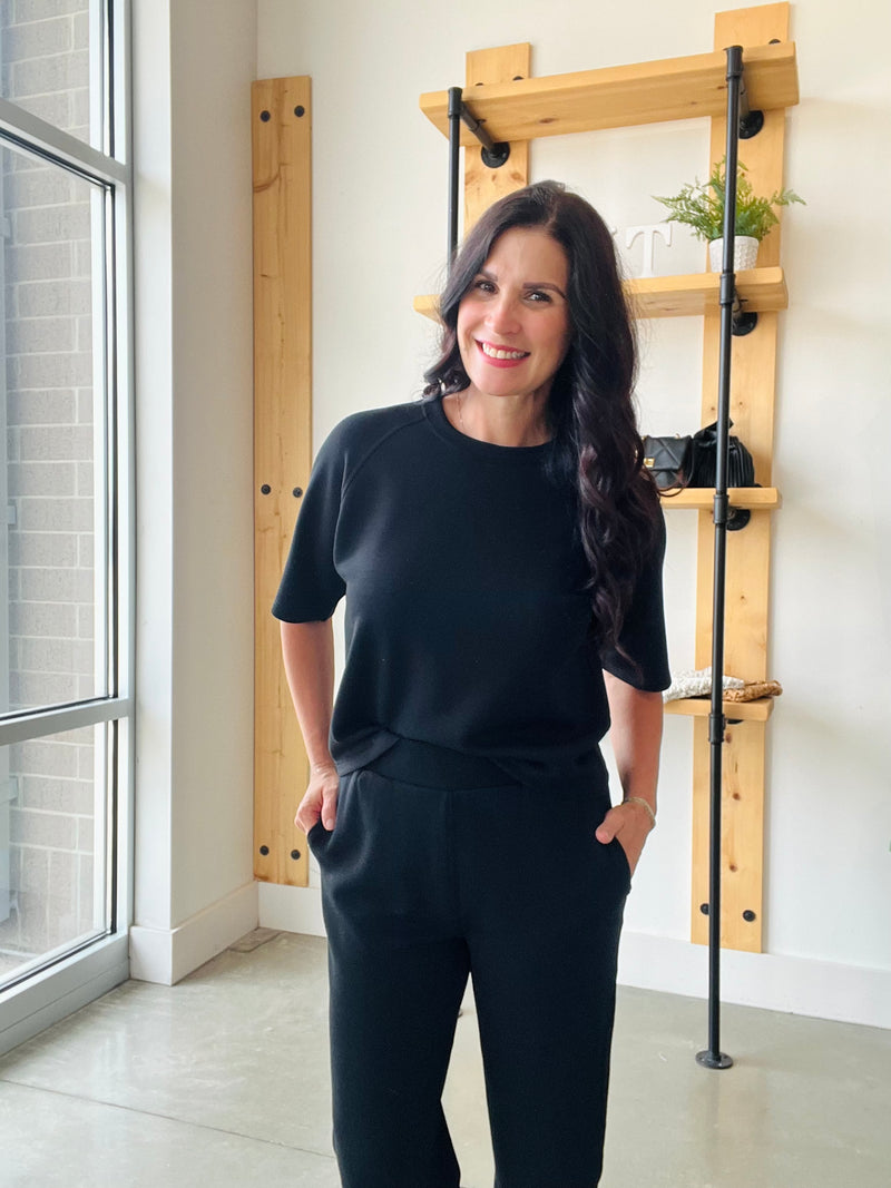 Laguna Soft Drape Raglan Tee: Black