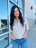 Stretchy Stripe Button Down Shirt - Mocha