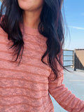 Textured Stripe Breezy Sweater - Terracota
