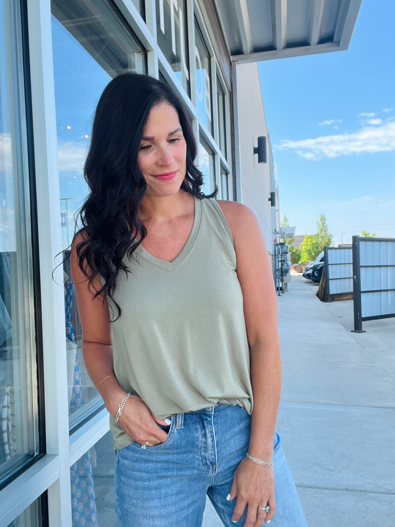 V Neck Tank - Summer Sage