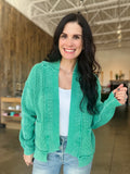 Washed Dropped Shoulder Sweater - Green