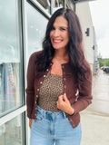Snap Button Down Cardi - Chocolate