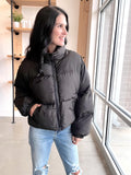 Cropped Puffer Jacket in Black