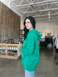 Half Button Fleece Hooded Pullover - Kelli Green